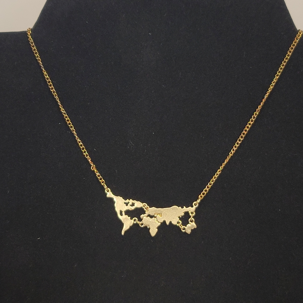 2/$40 Gold World Map Necklace